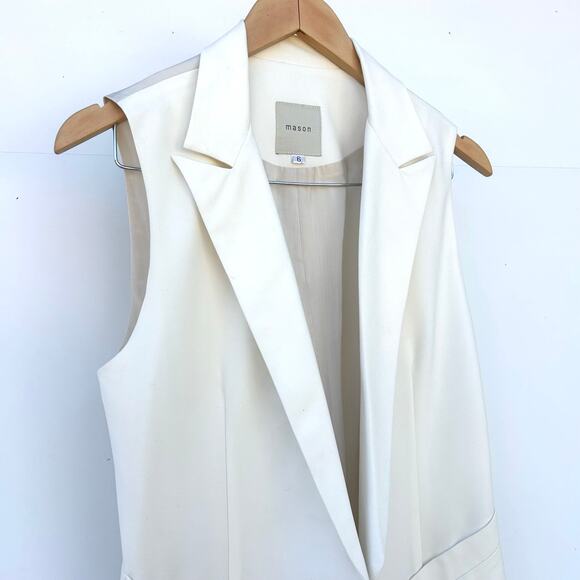 Mason Tailored White Ivory Vest Waistcoat 6 Sleeveless Quiet Luxury Menswear - Picture 5 of 9